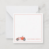 Rode en Witte Vintage Speelgoedauto Persoonlijk Notitiekaartje (Voorkant)