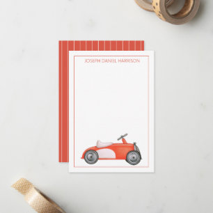 Rode en Witte Vintage Speelgoedauto Persoonlijk Notitiekaartje