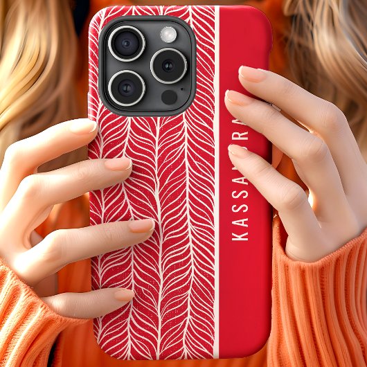 Rode en witte visgraat gepersonaliseerde naam Case-Mate iPhone case