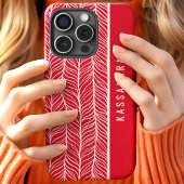 Rode en witte visgraatpatroon gepersonaliseerde na Case-Mate iPhone case