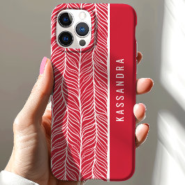 Rode en witte visgraatpatroon gepersonaliseerde na iPhone 15 case
