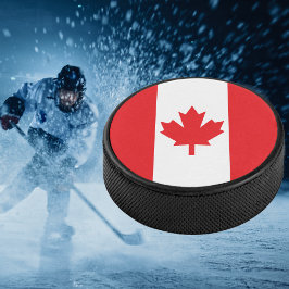 Rode en witte vlag van Canada Hockey Puck