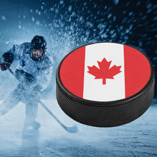Rode en witte vlag van Canada Hockey Puck
