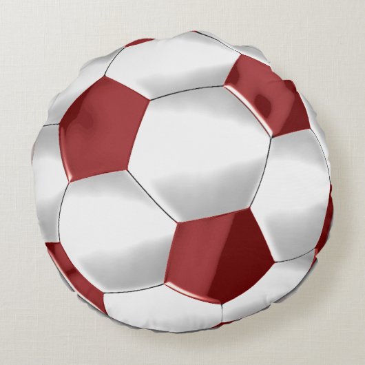 Rode en Witte Voetbal Rond Kussen (Achterkant)