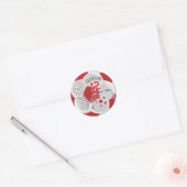 Rode en Witte Voetbal Ronde Sticker (Envelop)