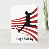 Rode en witte voetballer blij met verjaardag kaart (Voorkant)