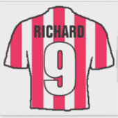 Rode en witte voetbalshirt op een sticker (Voorkant)