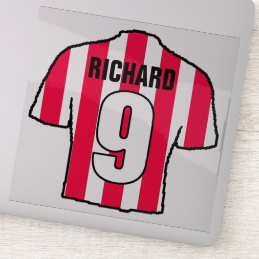 Rode en witte voetbalshirt op een sticker (Detail)