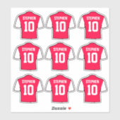 Rode en Witte Voetbalshirts Sticker (Vel)