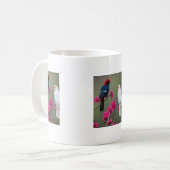 Rode en Witte Vogels op Roze Bloemtak Mok (Voorkant links)