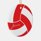 Rode en witte volleybal keramisch ornament (Rechts)