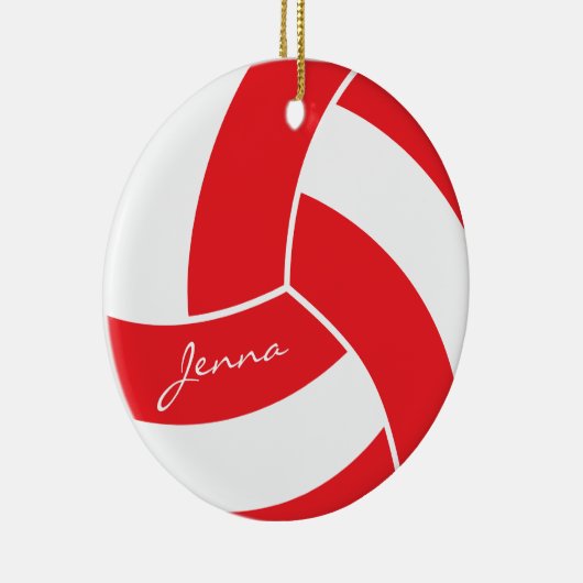 Rode en witte volleybal keramisch ornament (Rechts)