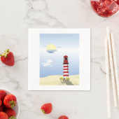 Rode en Witte Vuurtoren Kust Servet (Insitu)