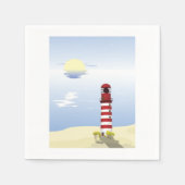 Rode en Witte Vuurtoren Kust Servet (Voorkant)