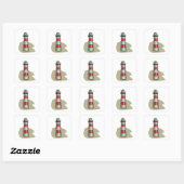 Rode en Witte Vuurtoren Naustische Kust Vierkante Sticker (Vel)