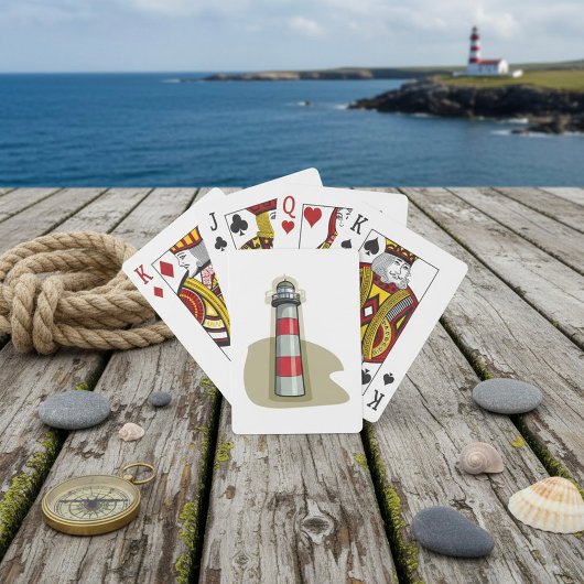Rode en Witte Vuurtoren Nautilus Kust Pokerkaarten
