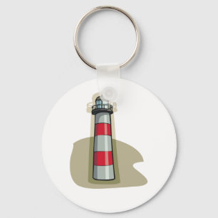 Rode en Witte Vuurtoren Nautisch Kust Sleutelhanger
