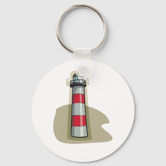 Rode en Witte Vuurtoren Nautisch Kust Sleutelhanger (Voorkant)