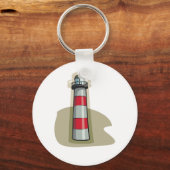 Rode en Witte Vuurtoren Nautisch Kust Sleutelhanger (Voorkant)