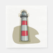 Rode en Witte Vuurtoren Nautische Kust Servet (Voorkant)
