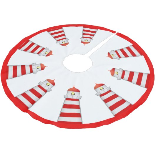 Rode en witte vuurtoren op wit kerstboom rok (Gekanteld)