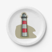 Rode en witte vuurtoren papieren bordje (Voorkant)