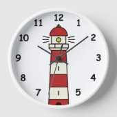 Rode en witte vuurtoren uitkijktoren wandklok (Voorkant)