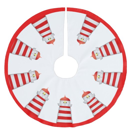 Rode en witte vuurtorens op wit kerstboom rok (Voorkant)