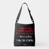 RODE EN WITTE WARRIOR-QUOTE INSPIRE OP ZWARTE BACK CROSSBODY TAS (Voorkant)