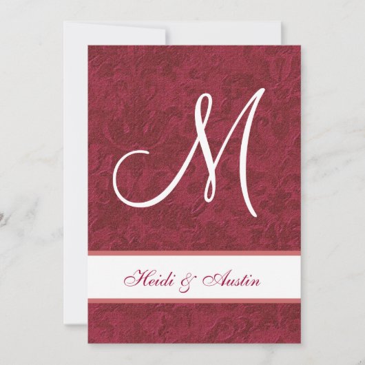 Rode en witte Waterverf Damask Wedding G208 Kaart (Voorkant)