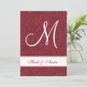 Rode en witte Waterverf Damask Wedding G208 Kaart (Staand voorkant)