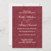 Rode en witte Waterverf Damask Wedding G208 Kaart (Achterkant)