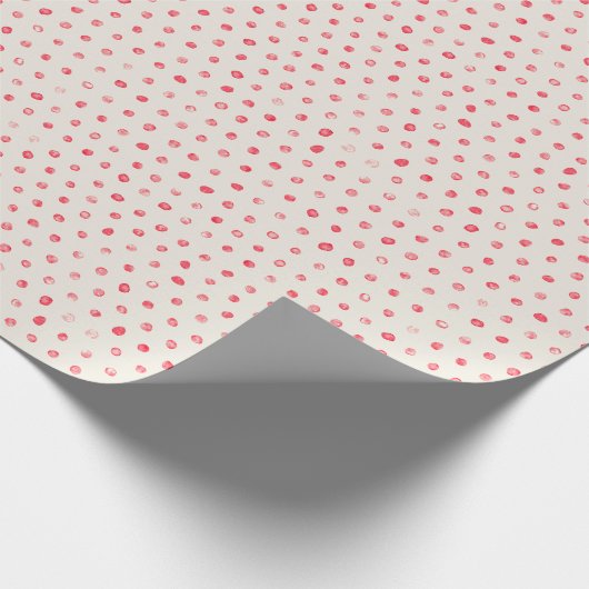 Rode en witte Waterverf Polka Dots Vakantie Cadeaupapier (Hoek)