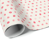 Rode en witte Waterverf Polka Dots Vakantie Cadeaupapier (Rol Hoek)