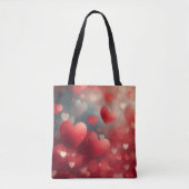 RODE EN WITTE WATERVERF VALENTIJN HARTEN TOTE BAG (Voorkant)