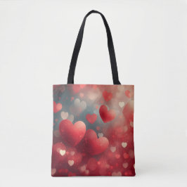 RODE EN WITTE WATERVERF VALENTIJN HARTEN TOTE BAG