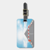 Rode en witte wegbarrière blokkeert toegang bagagelabel (Voorkant verticaal)