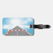 Rode en witte wegbarrière blokkeert toegang bagagelabel (Achterkant horizontaal)