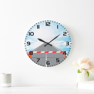 Rode en witte wegbarrière blokkeert toegang grote klok