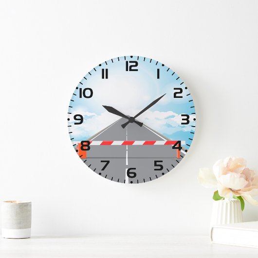 Rode en witte wegbarrière blokkeert toegang grote klok