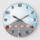 Rode en witte wegbarrière blokkeert toegang grote klok (Voorkant)