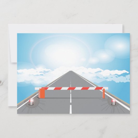 Rode en witte wegbarrière blokkeert toegang kaart (Voorkant)