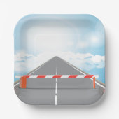 Rode en witte wegbarrière blokkeert toegang papieren bordje (Voorkant)