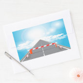 Rode en witte wegbarrière blokkeert toegang rechthoekige sticker