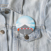 Rode en witte wegbarrière blokkeert toegang ronde button 7,6 cm