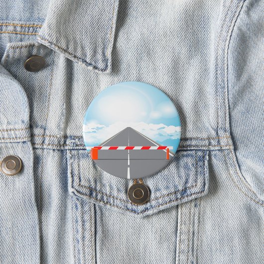 Rode en witte wegbarrière blokkeert toegang ronde button 7,6 cm