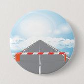 Rode en witte wegbarrière blokkeert toegang ronde button 7,6 cm (Voorkant)