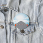 Rode en witte wegbarrière blokkeert toegang ronde button 7,6 cm (In situ)