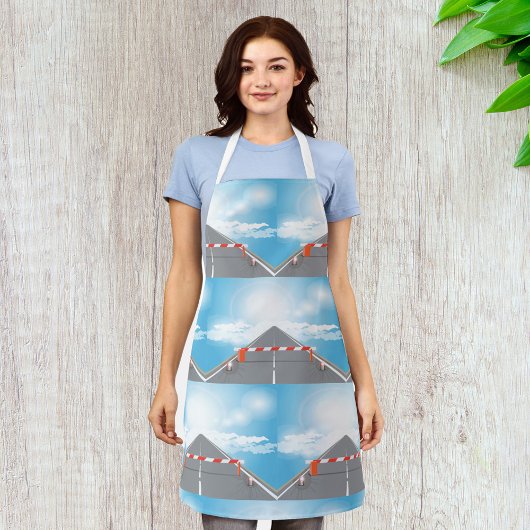 Rode en witte wegbarrière blokkeert toegang schort