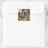 Rode en Witte Wijn Glazen Druiven Vat Vierkante Sticker (Tas)